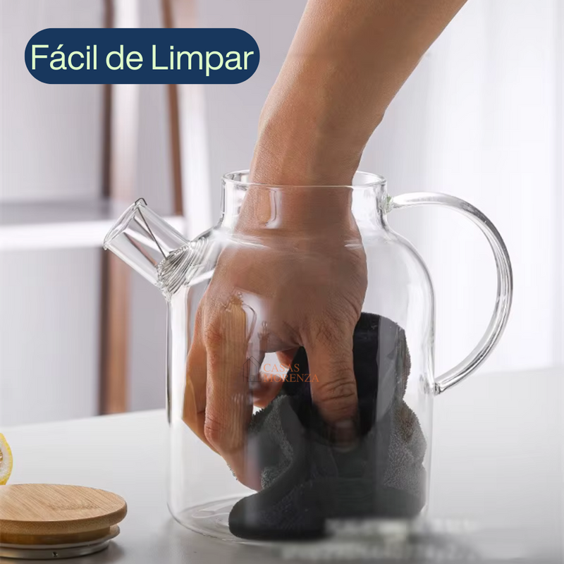 Chaleira de Vidro Amari Com Tampa de Bambu - Casas Morenza