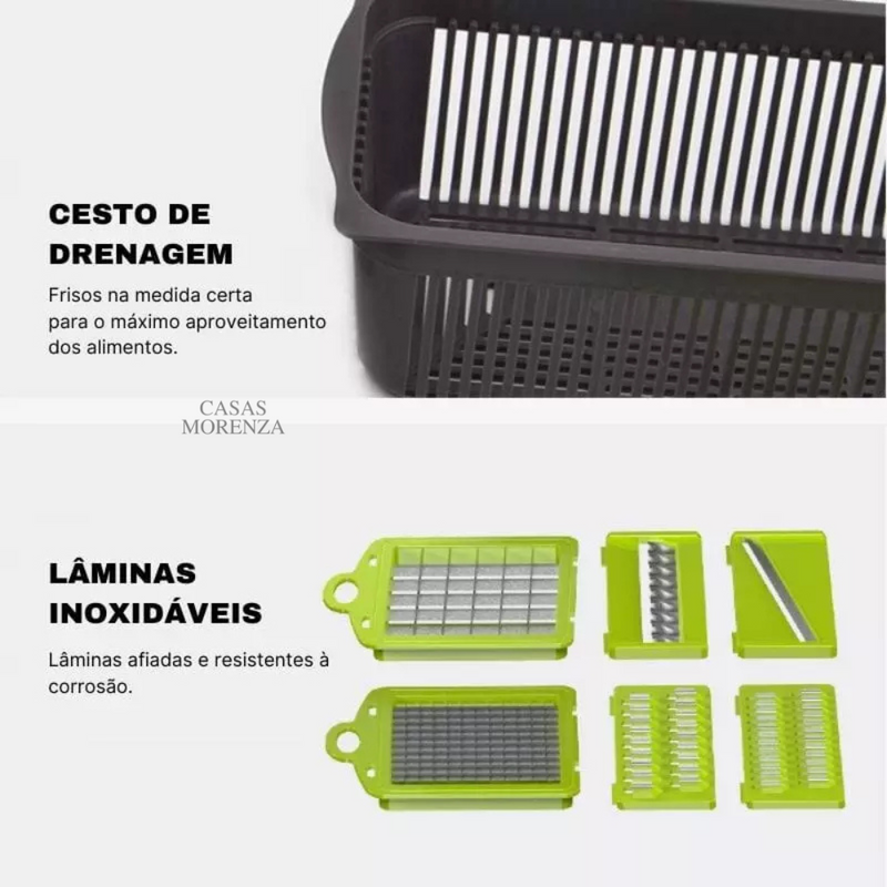 Cortador e Ralador de Alimentos Profissional ChefPratico 15 em 1 Inox - Casas Morenza