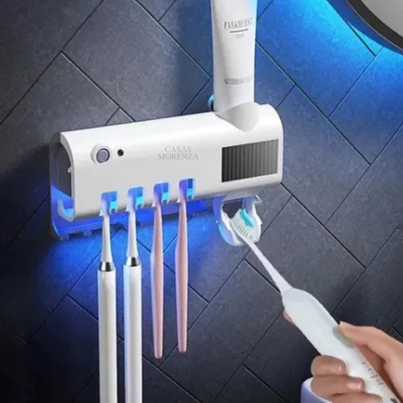 EscovaSegura UV™ – Dispenser de Creme Dental com Esterilizador Inteligente para Banheiro - Casas Morenza