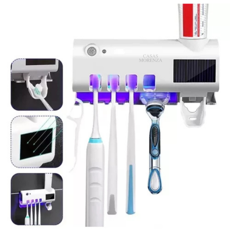 EscovaSegura UV™ – Dispenser de Creme Dental com Esterilizador Inteligente para Banheiro - Casas Morenza