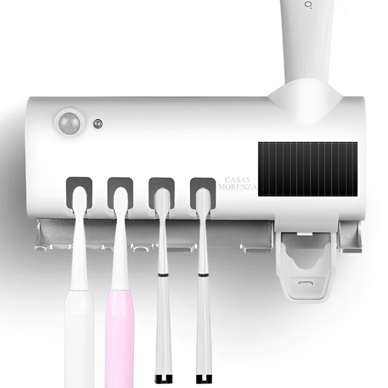 EscovaSegura UV™ – Dispenser de Creme Dental com Esterilizador Inteligente para Banheiro - Casas Morenza