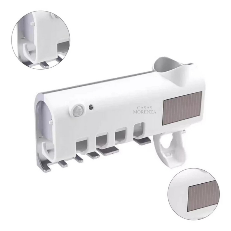 EscovaSegura UV™ – Dispenser de Creme Dental com Esterilizador Inteligente para Banheiro - Casas Morenza