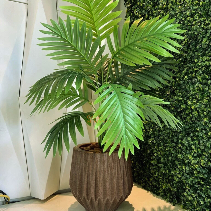 Planta Artificial Palmeira Decorativa com Vaso Origami Moderno Palmelya - Casas Morenza